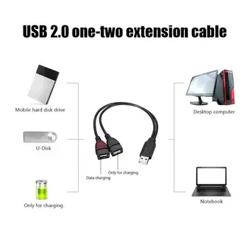 30 cm USB2.0 Plnenie Dátový Kábel USB2.0 Mužskej Dual USB Žena Plnenie Napájací Kábel, Predlžovací Kábel pre Digitálne Produkty 59005
