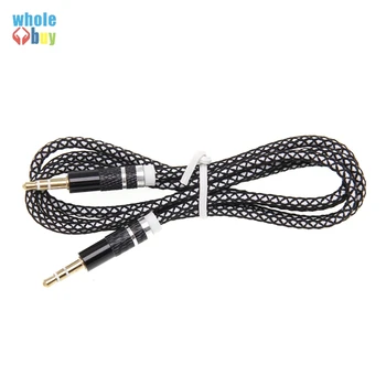 300pcs/veľa Vysoko Kvalitné Audio Kábel 1m Nylonové Opletenie Candy 3,5 mm Auto AUX Kábel Slúchadiel Rozšírenie Kód pre Telefón MP3 na Auto Headset