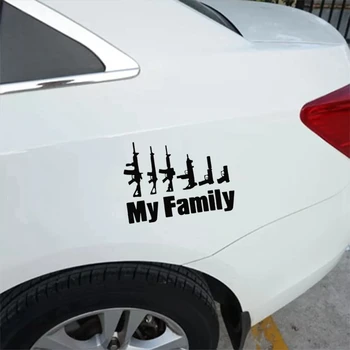 30299# Zbrane-moja rodina, auto nálepky, reflexné vinyl auto odtlačkový nepremokavé nálepky na auto truck nárazník, zadné okno, nie pozadie