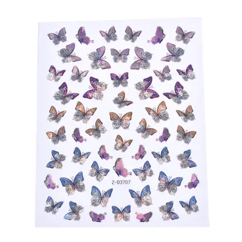 3D Butterfly Nail Art Nálepky, Lepiace Jazdcov Farebné Modré Kvety Nail Decor
