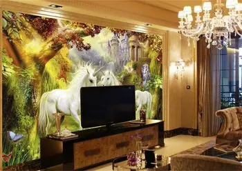 3d izba tapety vlastné non-tkané foto nástenné maľby European forest horsepainting gauč, TV joj, obývacia izba, Spálňa, detská izba