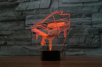 3D Lampa Klavírne Umenie a Remeslá Obývacia Izba Svetlá nápaditosť Ploche Tvorivé Malé Nočné Svetlo Vízia Stereo Lampa