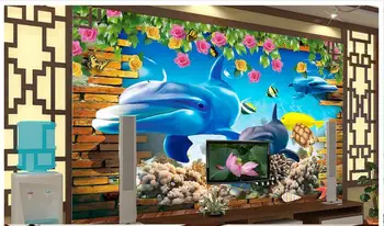 3D nástenné maľby, tapety vlastný obrázok nástenná maľba na stenu papier HD Shark Morského Sveta Pozadí Steny obývacia izba dekorácie 3d tapety