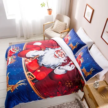 3D posteľná bielizeň nastaviť obliečka na Vankúš perinu 3 ks Sada Twin Plný kráľovná king size Happy Christmas 2020 nové Červené Santa Claus Deka Kryt