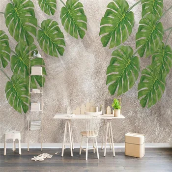 3D prírodné čerstvé zelené listy, TV joj, steny profesionálna výroba tapiet nástenná maľba vlastné fotografie na stenu
