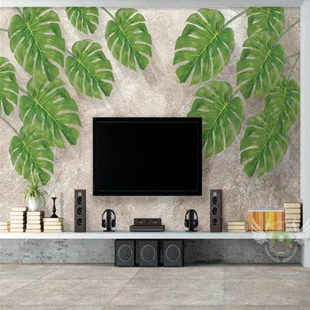 3D prírodné čerstvé zelené listy, TV joj, steny profesionálna výroba tapiet nástenná maľba vlastné fotografie na stenu