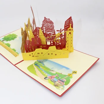 3D Ručné Farebné Chongqing Scenérie Papier Pozvanie Pohľadnice, Pohľadnice Deti Business Darček Čína Suvenír Zber