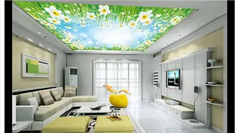 3D tapety vlastné nástenné krásy netkaných tapiet Sen kvet trávy blue sky stropné fresky na slnku tapety