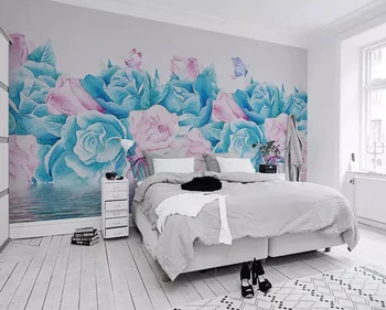 3D Vlastné Moderné Foto Tapety nástenná maľba Nordic Štýl Ručne Maľované vzrástla Na Obývacia Izba, Spálňa, TV joj, Kvetinové Tapety