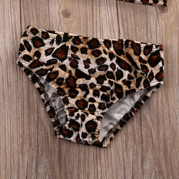 3ks/Set Letný Detský Baby Girl Leopard Oblečenie Luk Topy bez Rukávov + Šortky, Nohavice + hlavový most Oblečenie Set sa