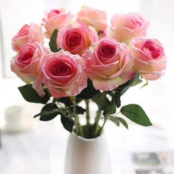 3ks/veľa hodváb rose umelé kvety vysoko kvalitné svadobné falošné kvety pre domáce party dekor valentínsky darček stôl a príslušenstvo