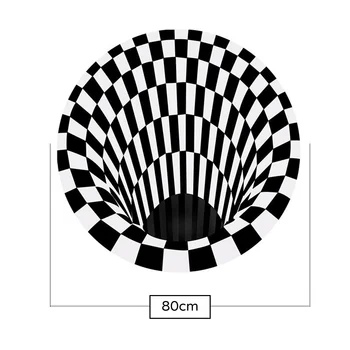 3Sizes Čiernej A Bielej Stereo Vision Kruhové Koberec Obývacia Izba Gauč, Konferenčný Stolík Deka 3D Ilúziu Koberec 14500