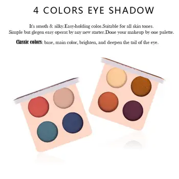 4 Farby Letné Farebné Eyeshadow Palety Matným Leskom Blendable Bright Eye Shadow Paleta Jemný Prášok Pigmentované Make-Up Kit