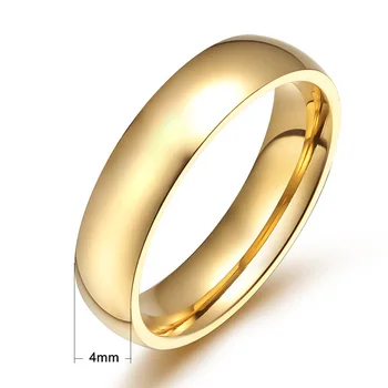 4 mm Titánové Ocele Vintage Hladké Zlaté Pásmo Veľkosť Prsteňa 5-12 Ženy/Muži Sľub, Šperky, Zásnubné Prstene, Svadobné Bijoux Anel R061