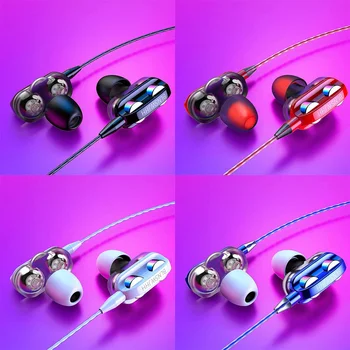 4 reproduktory Stereo Bass, výstup pre Slúchadlá In-Ear 3,5 MM Káblové Slúchadlá Kovové HIFI Slúchadlo s MIKROFÓNOM pre Xiao Huawei Telefóny Slúchadlá