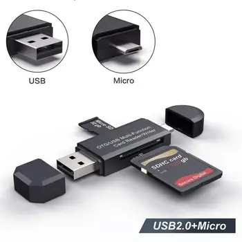 4 v 1 USB OTG Čítačka Kariet Jednotka High-speed USB2.0 Hlavičky Počítači Pre Android OTG TF/SD Rozšírenie Spisovateľ Karty Univerzálny