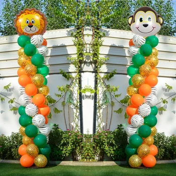 40pcs Zelené Balóniky Nastaviť Olivový Balón Konfety Ballon Jungle Safari Zvierat, 1. Narodeniny, Party Dekorácie deti hračka