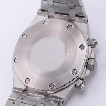 41mm Mužov Sledovať vk Quartz Japonskej Chronograf Hodinky z Nerezovej Ocele Náramok Sapphire Crystal Náramkové hodinky Mužov