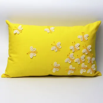 45x45/50x35cm elegantný biely motýľ citrónovo žltá vankúš bavlna plátno žltá vankúš dekoratívny vankúš