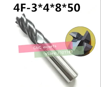 4f-3.0*4*8*50,hrc50,materiál Karbidu Námestie Flatted Konci Mlyn štyri 4 flauta 3 mm povlak nano použiť pre vysokorýchlostné frézovanie stroj