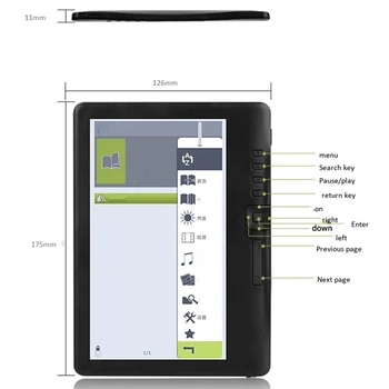 4GB Ebook Reader, Smart s 7 Palcový HD Sn Digitálneho E-Book+Video+MP3 Prehrávač Hudby Farba Sn ELECTSHONG