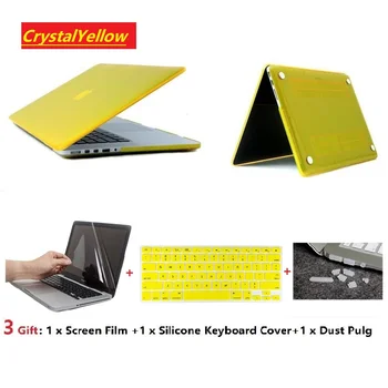 4in1 Crystal Prípade, Laptop+Kryt Klávesnice+Obrazovke Film+Prachu Pulg Pre Macbook Air Pro Retina Dotykový Panel 11 11.6 12 13 15 15.4 inchs