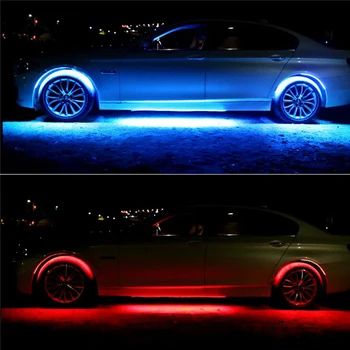 4pcs Flexibilné Pásy Auto Dekoratívne Atmosféru Lampa Systém, Podvozok Neon Light Kit Diaľkové Ovládanie Underglow Flexibilné Pásy Svetla