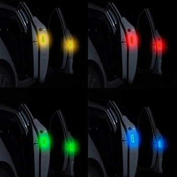 4pcs Fluorescenčné Auto OTVORIŤ Reflexné Pásky Nepremokavé Výstražné Nálepky Noci Bezpečnosť Jazdy Osvetlenie Svetelný Pásky