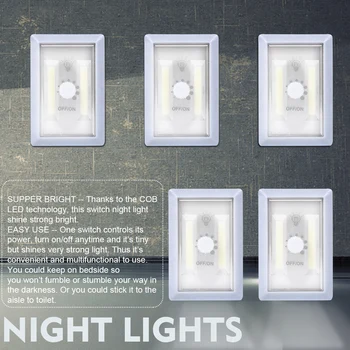 4pcs Lepidlo Spálňa Polica Haly batériové Skrine Skrine, Nočné Svetlo COB LED detská Izba Kuchyňa Suteréne vypínač