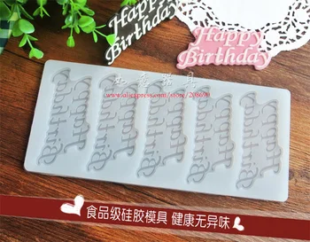 5 dutiny anglický Happy Birthday tvar Silikónové formy na pečenie čokoláda formy zdobenie fondant tortu cupcake top doprava Zadarmo