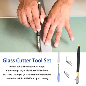 5 ks DIY 2-20 mm Olej Kŕmne Non Slip Glass Cutter Nástroj Nastaviť Zliatiny Profesionálne Prenosné Ceruzka Štýlu Skrutkovač Ergonomického Rezanie