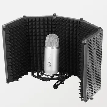 5 Panely Mikrofónom, Izolácia Štít Nastaviteľný Uhol Skladacia Kryt Vietor Obrazovke Akustickej Peny Panel Pre Nahrávacie Štúdio
