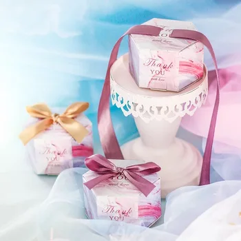 50pcs 7x4.5 CM Candy Okno so stuhou čokoláda darčekové krabičky na sladkosti balenie svadobné zdvorilosti a darčeky pre hostí 7133