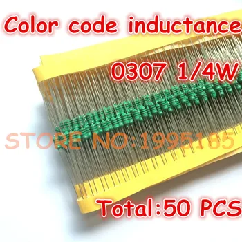 50pcs/veľa 0307 1/4W 10UH kód Farby indukčnosti 0307-100K farba krúžok indukčnosti