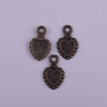 50pcs/veľa Antické Bronzové Malé Tichom Srdcia Charms Prívesky Nálezy Šperkov, Takže Príslušenstvo Zliatiny Veľkoobchod
