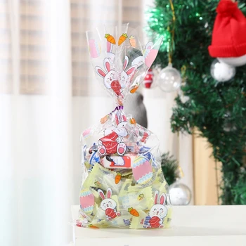 50pcs Veľkonočné dekorácie, Darčekové tašky Bunny Vajcia, kuracie Tlač Celofánu Tašky Pečenie Cukroví Balenie Vrecia Veľkonočné Party Láskavosti