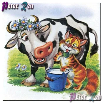 5d Cartoon Diamond Maľovanie DIY plné Námestie\Kolo Drahokamu Výšivky Mozaiky Kravy a mačky obrázky Detí zdobenie darčekov