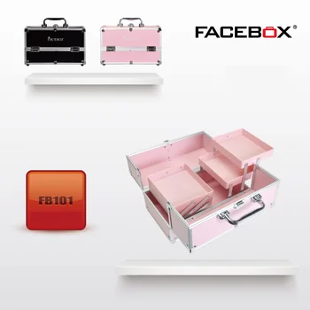 6 Typ Facebox Módne Hliníkové Kozmetická taštička Beauty Box s Vnútorného Zásobníka Profesionálny make-up okno Čiernej a ružovej farby