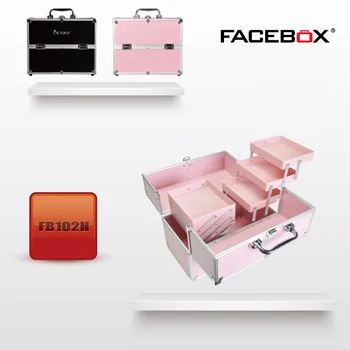 6 Typ Facebox Módne Hliníkové Kozmetická taštička Beauty Box s Vnútorného Zásobníka Profesionálny make-up okno Čiernej a ružovej farby