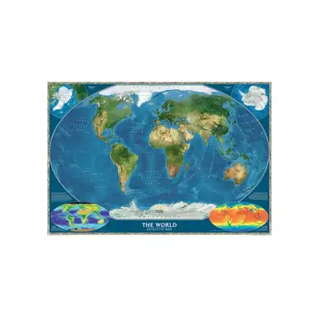 60x90cm Sveta Satelitná Mapa Povrchovej Teploty A Biosféry Revidovaný októbra 2010 Na Office Stenu Decor Plátno