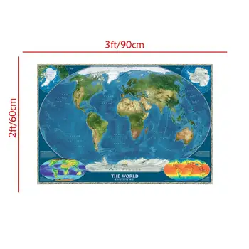 60x90cm Sveta Satelitná Mapa Povrchovej Teploty A Biosféry Revidovaný októbra 2010 Na Office Stenu Decor Plátno