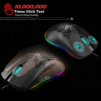 6400 DPI Wired Mouse RGB Podsvietenie USB Hernej Myši J900 so Šiestimi Nastaviteľné Duté Ergonomický Dizajn Pre Stolný Počítač, Hráč