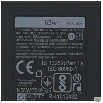 65W 20V 3.25 USB-Typ C-C nový, originálny AC Adaptér Pre DELL HA65NM170 LA65NM170 Nabíjačku XPS 12 (9250) Miesto 10 Pro (5056) 9365 5203