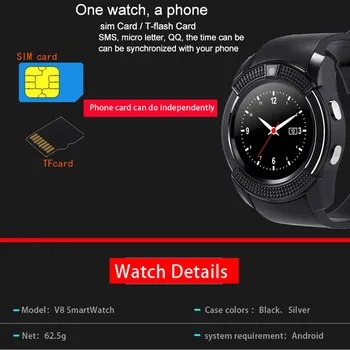 696 V8 Nepremokavé Smart Hodinky Bluetooth Smartwatch Dotykový Displej Náramkové Hodinky s Kamerou SIM Kartu Smart Hodinky
