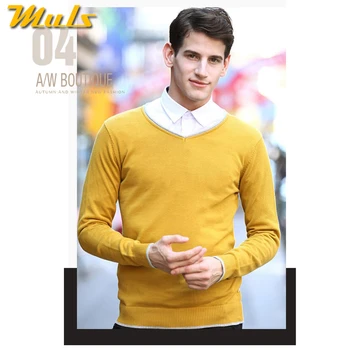 6Colors bavlna svetre mužov V krku pánske svetre pulóver jersey MULS značky jeseň zima 4XL knitwear šaty muž 2016 MS8891