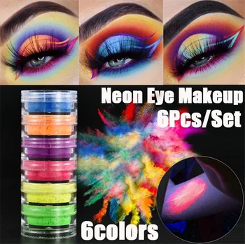 6Colors/set Mix/set Neon Loose Powder Eyeshadow Pigment Matný Minerálne Posiať Nechtov Prášok tvoria Leskom Žiarivý Očný Tieň 63701