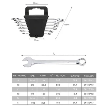 6Pcs 8-17 mm račňový systém otáčania Box Zmes Kľúče 2 v 1 Uhlíkovej Ocele Torx Otvorený Koniec Kľúča Metrické Kľúče Auto Repair Tool Set