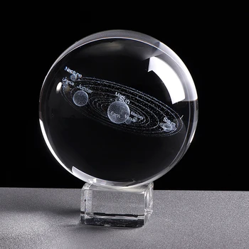 6typ Solárneho Systému sklenenú Guľu Dekorácie 3D Miniatúrne Planét Model Oblasti Crystal Ball Sklo Svete Ornament Tabuľka Dekor Vianoce