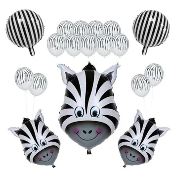 7 ks/veľa Tiger Zebra Krava Zvierat, Ich Balón Nastaviť deti darček Happy birthday party dekorácie zvierat zoo tému dodávky hračky