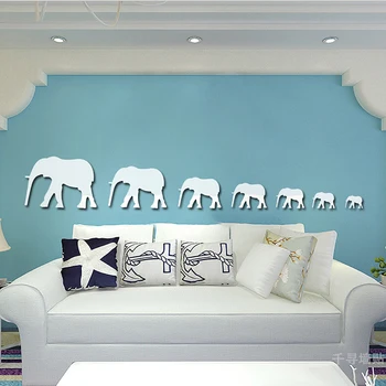 7pcs/Set Obývacia Izba Dekorácie 3D Slony Zrkadlo Povrchu Nálepky DIY Stenu, Nálepky, Domáce Dekorácie Príslušenstvo Nálepky Muraux